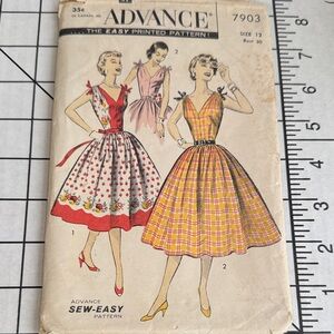 Vintage Advance 7903 Sewing Pattern 1950s Sleeveless Dress Size 12 Bust 30 UNCUT